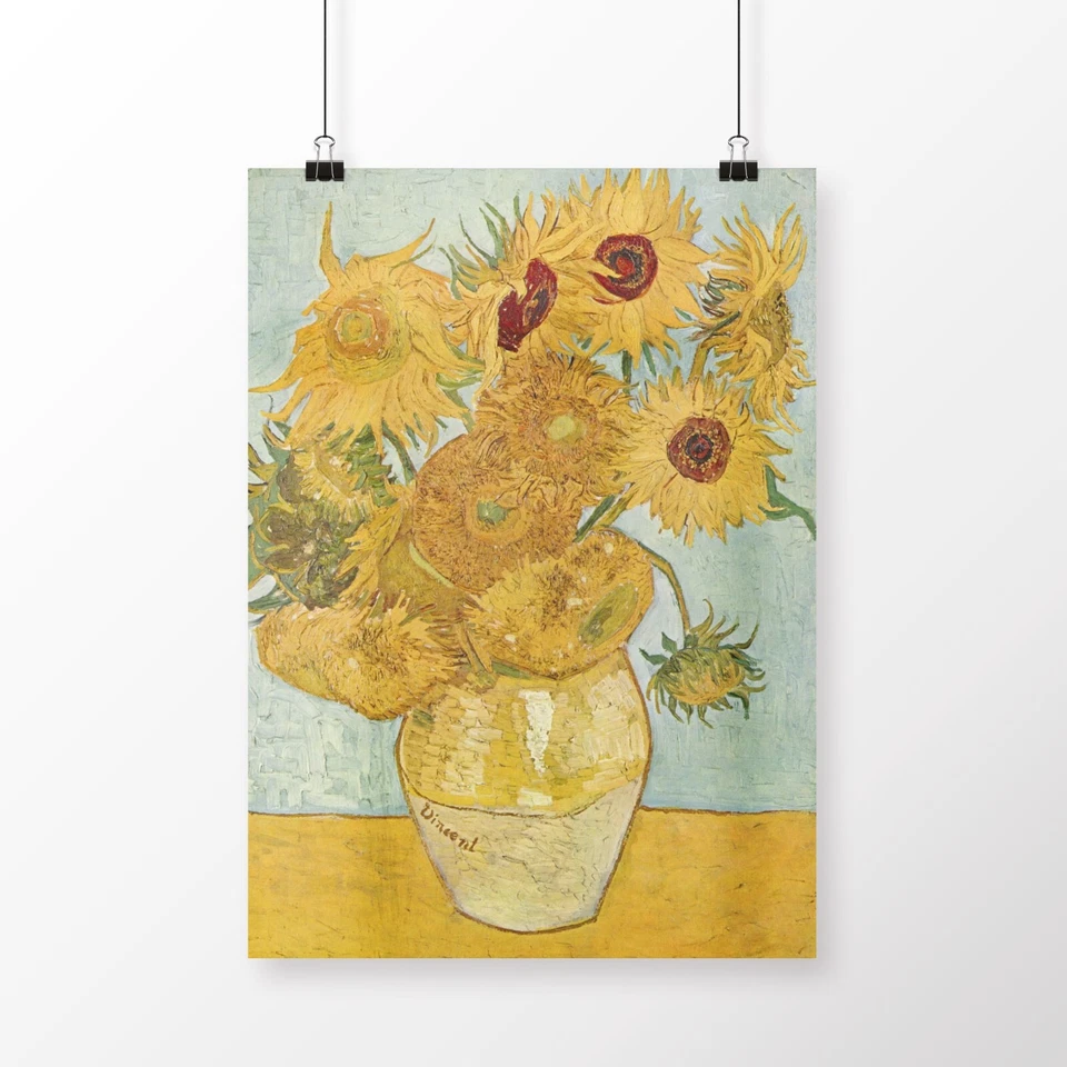 Impresión de póster Girasoles Van Gogh arte de pared clásico reproducción disponible enmarcado Foto 3 de 3