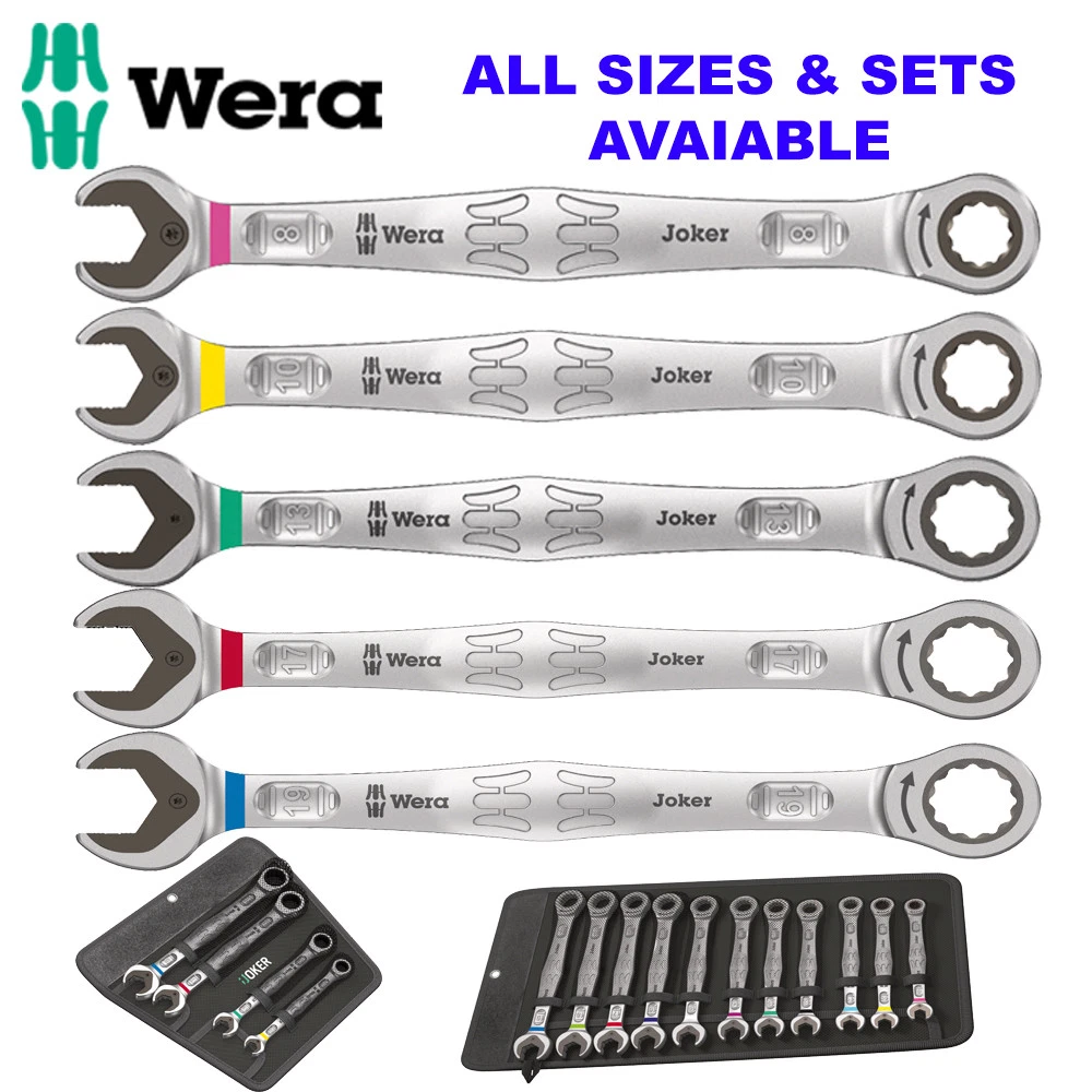 WERA Joker Metric & Imperial Combination Ratchet Open End Ring Spanner All  Sizes