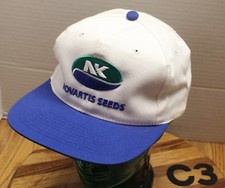 VINTAGE NOVARTIS SEEDS AGRICULTURE FARMING HAT WHITE/BLUE SNAPBACK EXC COND C3