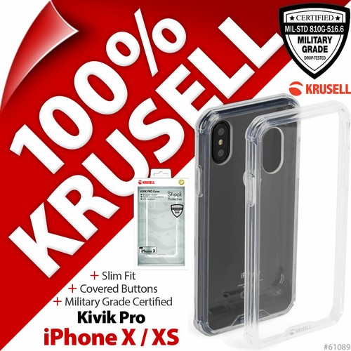 Krusell Kivik Pro Cover Military Protective 4H Clear Case for Apple iPhone X XS - Foto 1 di 12