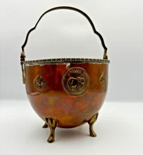 Copper Jardiniere Cauldron Style with Brass Fittings Mid 20th Century from Egypt
