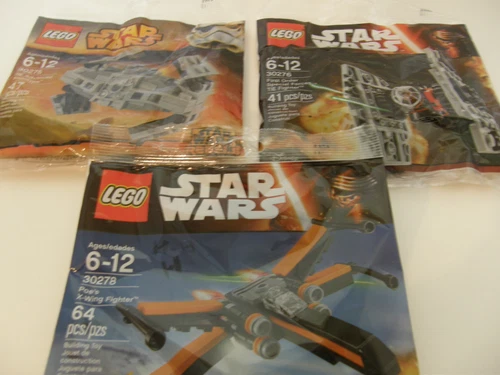 3 Lego Star Wars ships 30275, 30276, 30278 Polybags, TIE Fighters & Poe's X-Wing
