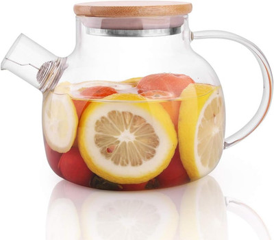 Cnglass Glass Teapot Stovetop Safe,20.3 Oz Clear Tea Pot with Removable Filter S