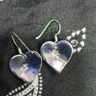 925 Sterling Silver Black Onyx Heart Dangle Pierced Earings — photo 9