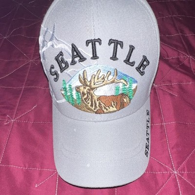 SANTO CAP Gray Adjustable Embroidered Elk Baseball Cap Men One Size Casual