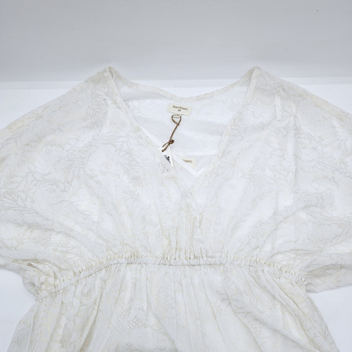 World Market Maxi Art Deco Empire Waist Dress Gauzy Boho Ivory With Gold L/XL - Picture 13 of 17