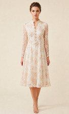 Vintage Handmade Short Lace Wedding Dress With Beading & Crystals Size S Ivory