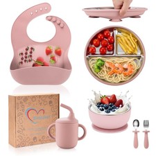 Plates and Bowls Set Stainless Steel - Baby Feeding Set Strong Suction, BPA D...
