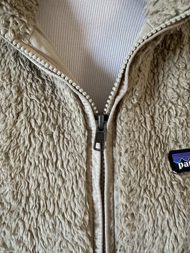 Patagonia Women's Cream/Tan Fuzzy Fleece Full Zip Sweater Vest Jacket Large - Picture 3 of 6