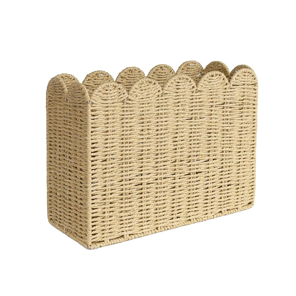 Woven Basket Portable Decorative Journal Basket for Home Use Bedroom Office - Image 3 of 4
