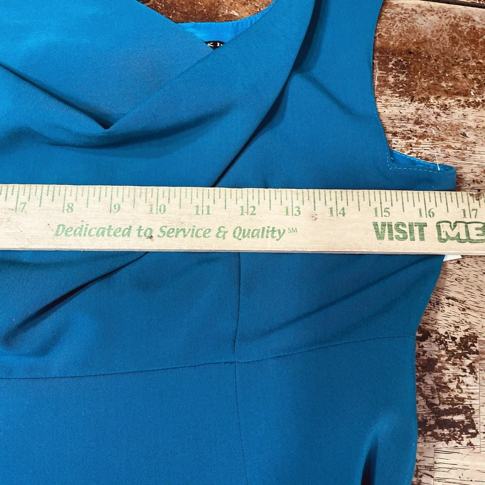 BLACK HALO Jackie O платье размер 8 в бирюзовый синий без рукавов оболочка $390 - Изображение 4 из 4