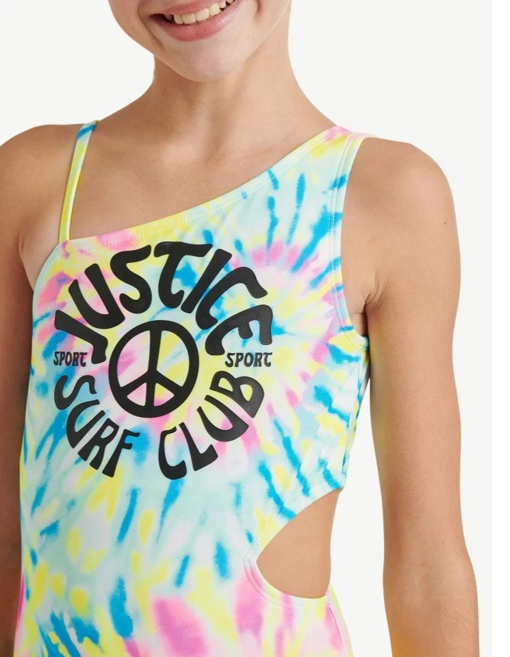Traje de baño Justice Girls talla XL 16-18 Justice Tie Dye Peace 1 pieza nuevo con etiquetas Foto 4 de 4
