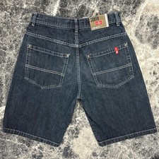 Vintage Southpole Red Tab Shorts Mens 34 Baggy Y2K Black Gray Jean Jorts Skater