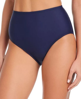 Beyond Control Womens Solid High-Waisted Bikini Bottoms Dark Navy 10