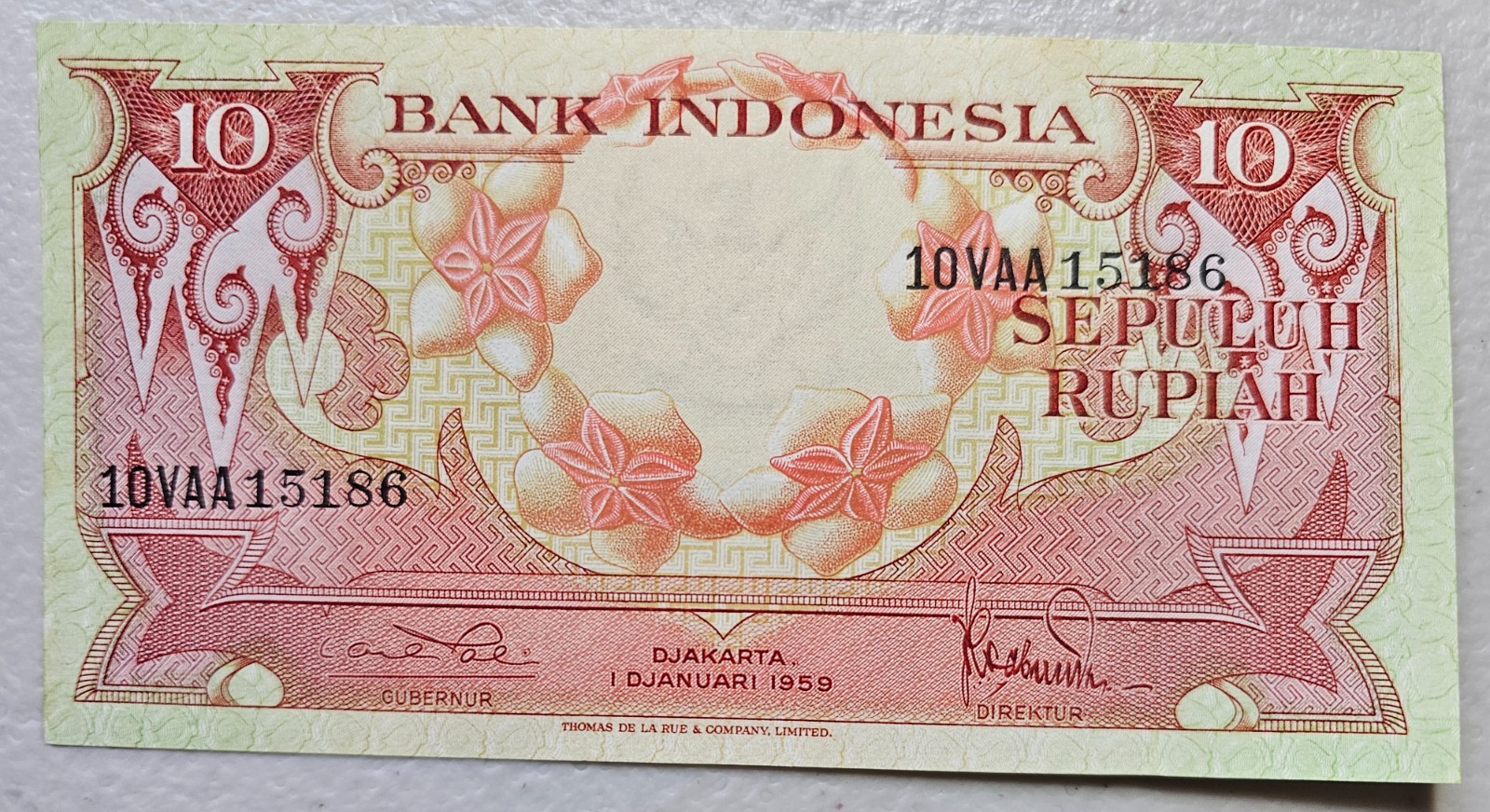 Indonesia 10 Rupiah 1959 Unc
