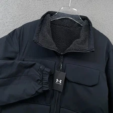 Under Armour Mission Reversible Jacket Mens Small S Black Sherpa 1385845