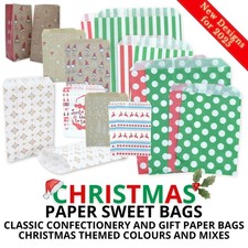 Christmas Paper Sweet Bags ✅ Counter & Gusset Festive Party Goodie Bag