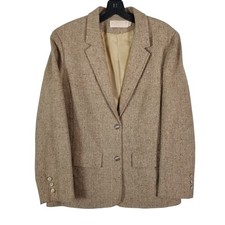 Pendleton Blazer Women 16 Brown Virgin Wool Tweed Vintage Two Button Jacket