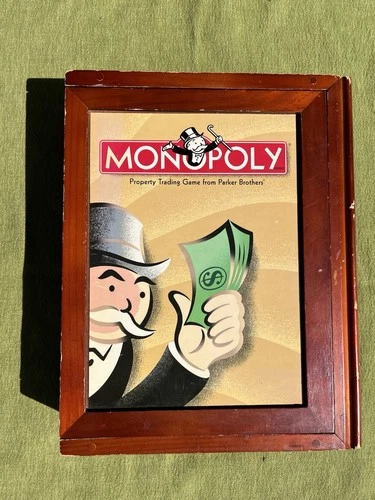 Parker Brothers Monopoly Vintage Bookshelf Board Game Collectible Wooden Box