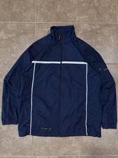 Y2K Nike Navy Blue Track Jacket Full Zip Windbreaker Size Spell Out Sz Large