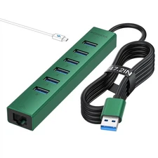 7 Ports USB 3.0 Hub, USB to Network HUB with 3.9ft Long Cable for Laptop, USB...