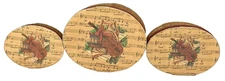Vintage Set Of  3 Nesting Oval Wood Christmas Music Silent Night Storage Boxes