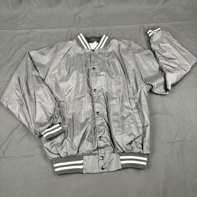 Vintage Auburn Sportswear Jacket Mens Large Gray Nylon Varsity Snap USA 80s 90s