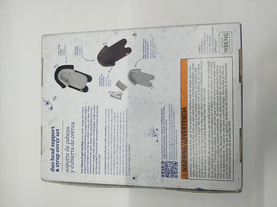 Goldbug 2 en 1 Soporte de Cabeza Infantil Blanco y Gris Inserto Infantil Extraíble Foto 2 de 4