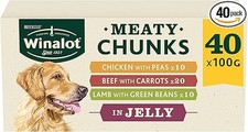 WINALOT Meaty Chunks Adult Wet Dog Food Mixed Jelly 40 x 100g Pouches 3.50 per kilo