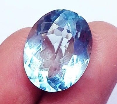 Oval Shape 7.65 Ct Light Blue Topaz Certified Loose Gemstone