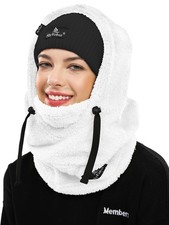 Shy Velvet Balaclava Wind-Resistant Winter Face Mask,Fleece Ski Medium, White
