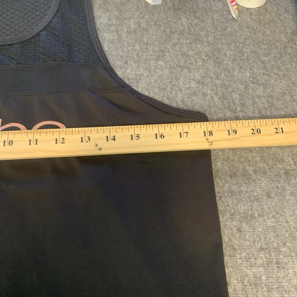 Camiseta sin mangas grande Bebe Sport para mujer espalda deportiva negra deletreada malla atlética gimnasio L Foto 4 de 4