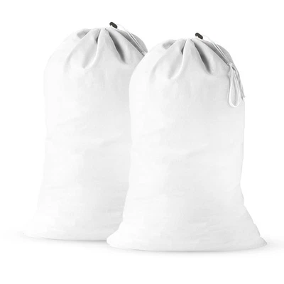 QUBA LINEN 2 Pack - Extra Large Cotton Laundry Bag, Heavy Duty Large Laundry Bags 24 x 3...