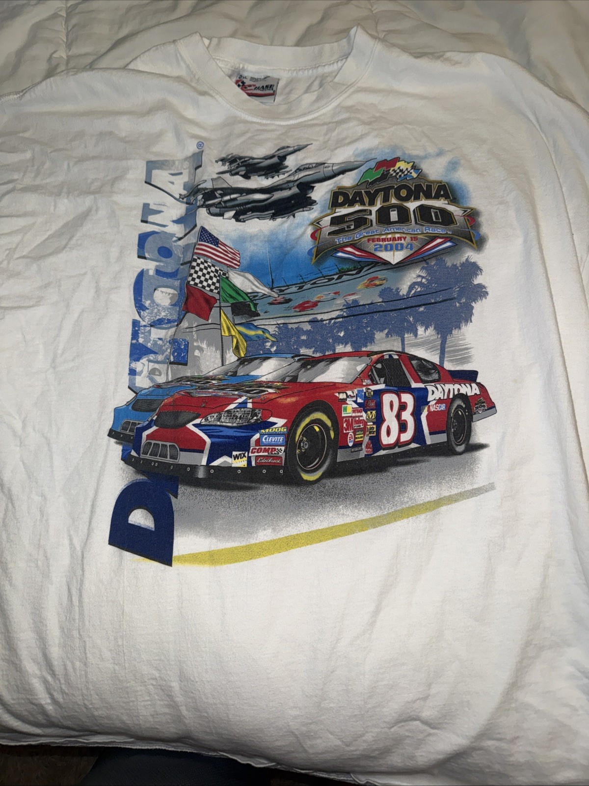 Vintage 2004 Daytona 500 NASCAR Racing White T-Shirt 2XL Chase Y2K Autographed