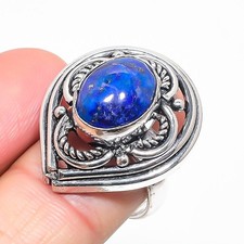 Natural Lapis Lazuli Gemstone 925 Sterling Silver Ring Size 8 u734