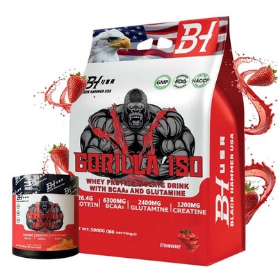 GORILLA ISO Protein+Gorilla BCAA & EAAs Power   Muscle Growth-| Black Hammer USA