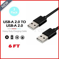 3-Pack USB 2.0 Male to Male Cable Cord for Data Transfer Hard Drive Black 6FT