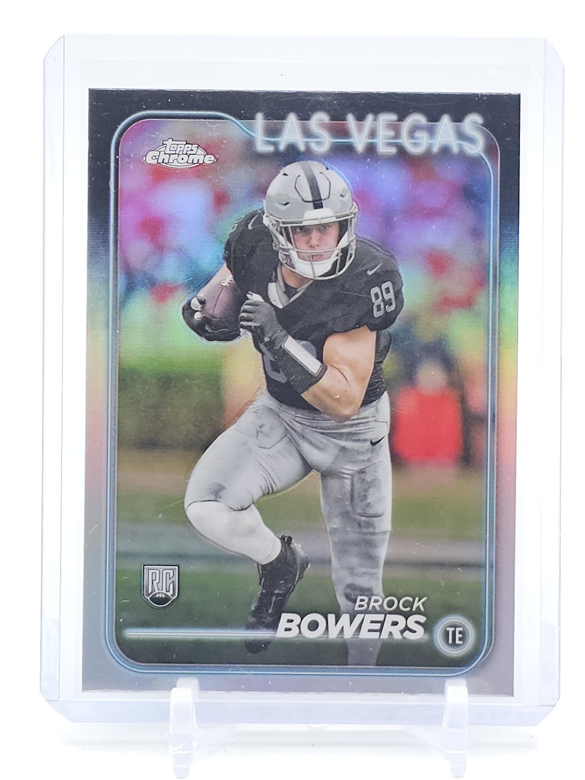 BROCK BOWERS 2024 TOPPS CHROME REFRACTOR ROOKIE #207 RAIDERS Q7061