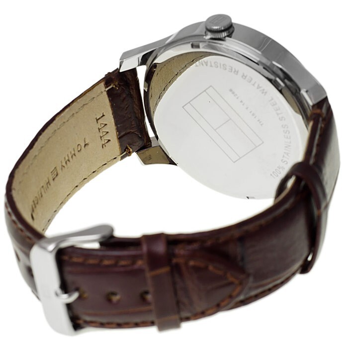 NIB TOMMY HILFIGER BEIGE BROWN CROC EMBOSSED LEATHER STRAPS MEN 