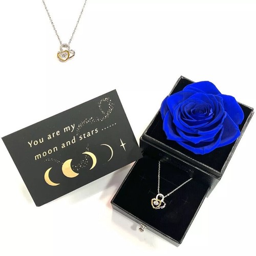 Preserved Flowers Rose with Necklace Box Birthday Mother's Day Gift For Mom/Wife - Picture 14 of 14