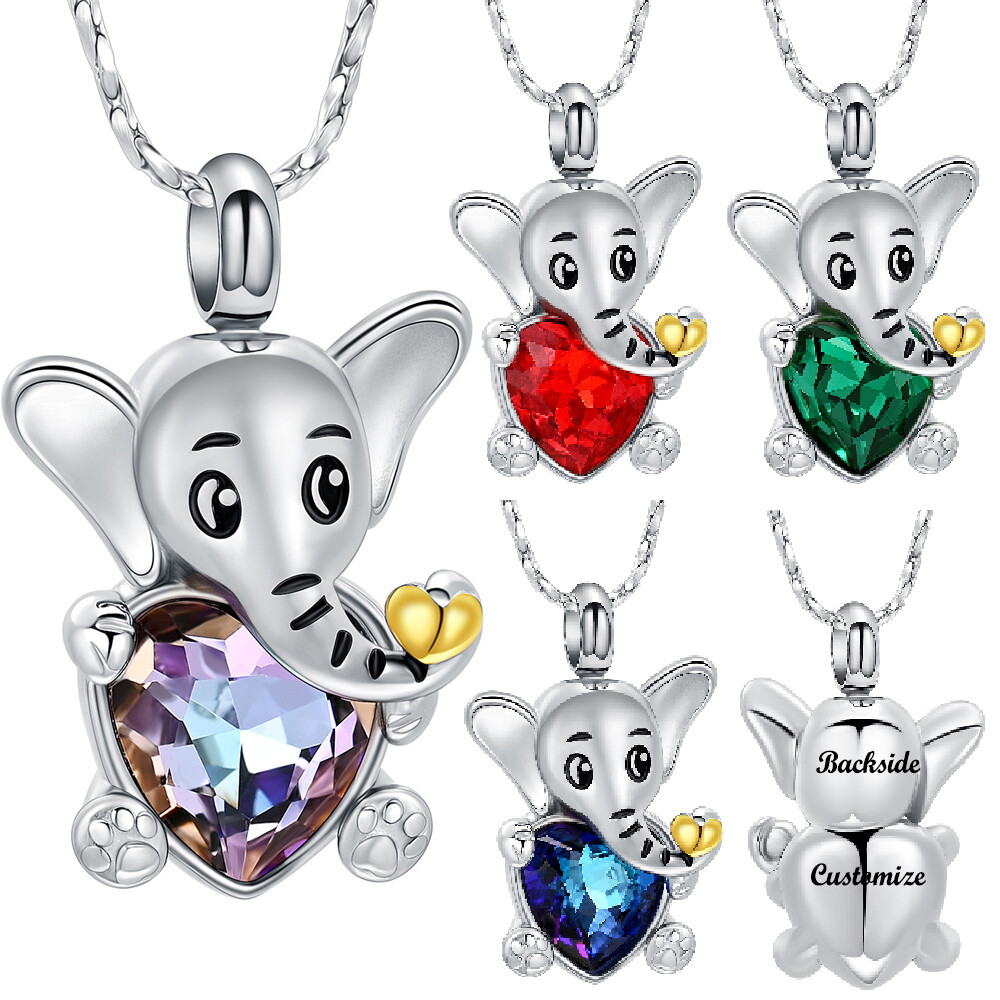 Heart Elephant Urn Keepsake Pendant Memorial Necklace Cremation