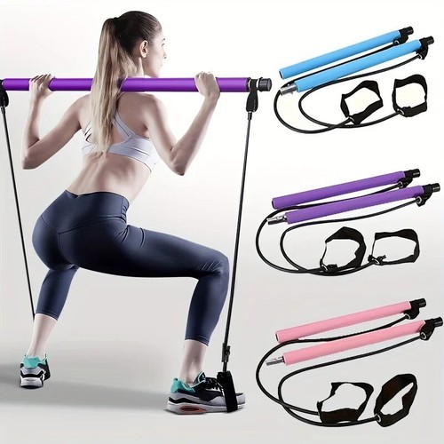 Pilates Bar Kit - Portable Home Gym Workout Equipment with Resistance…