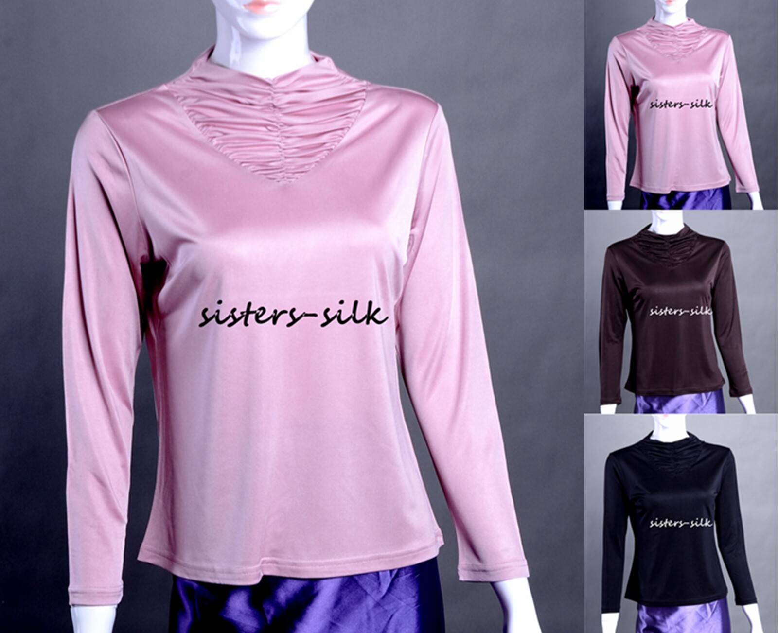 women's silk long underwear tops