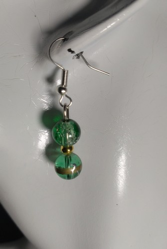 Green, Silver And Gold Color Earrings Free Box 447 - Picture 3 of 11