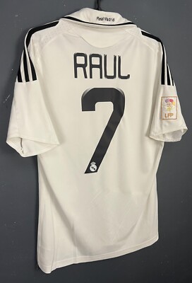 【ギ】 Real Madrid RAUL 7 XLホワイト MEN'S RAUL #7 FC REAL MADRID 2008/2009 HOME SOCCER FOOTBALL SHIRT