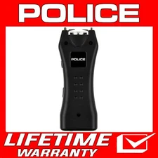 POLICE Stun Gun 618 Max Volt Rechargeable LED Flashlight for Self Defense Black