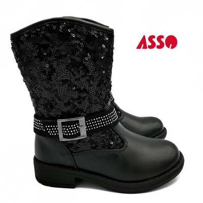 Stivaletti Da Bambina Bimba Asso Stivali Texani Con Tacco Neri Alti 26 28 29 Ebay