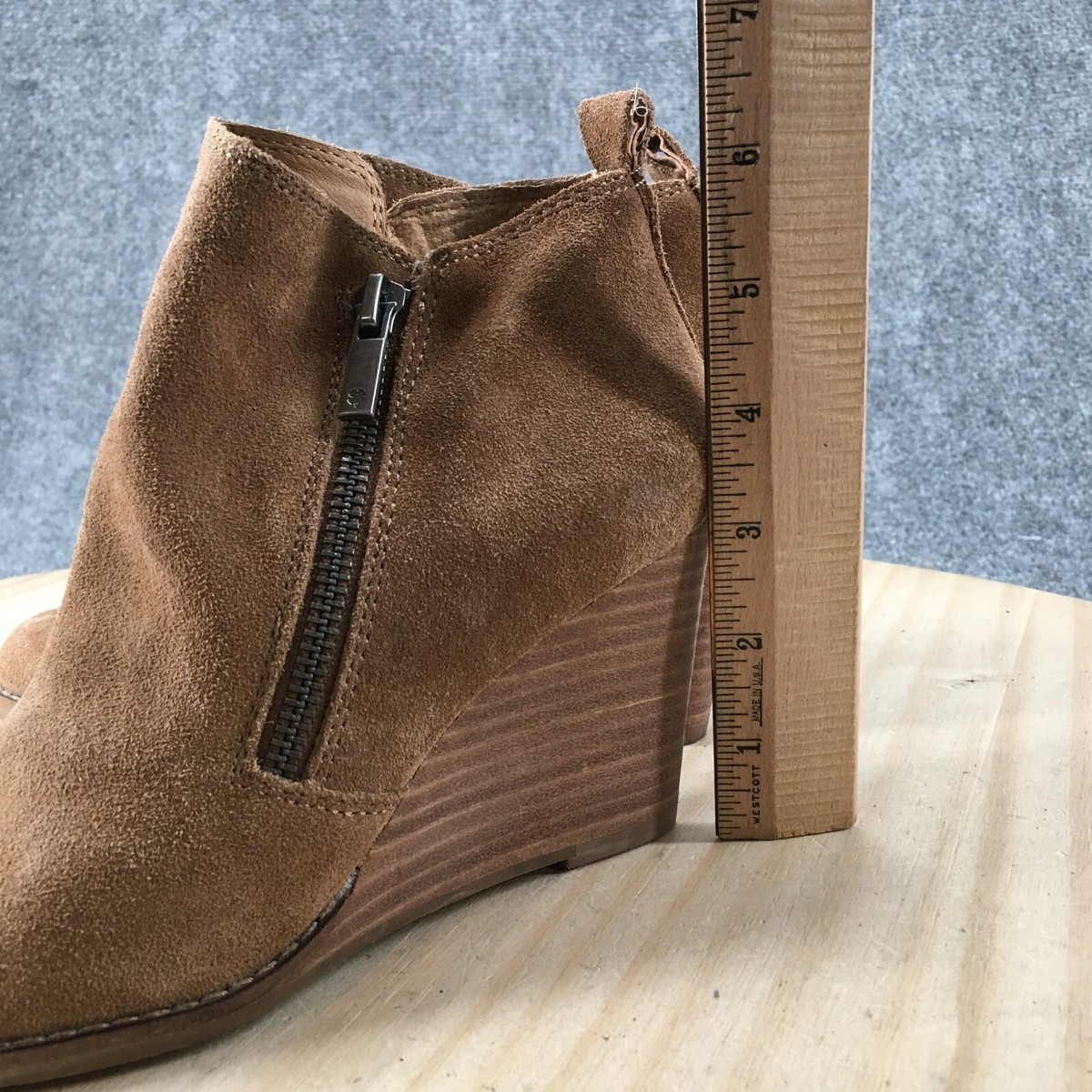 Lucky Brand Boots Womens 5.5 M Side Zip Wedge Heels Ankle  display picture 1