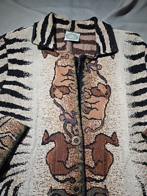 Sugar Street Weavers Jacket Women One Size Brown Big Cat Safari Sugar Street Weavers Jacket Women One Size Brown Big Cat Safari
