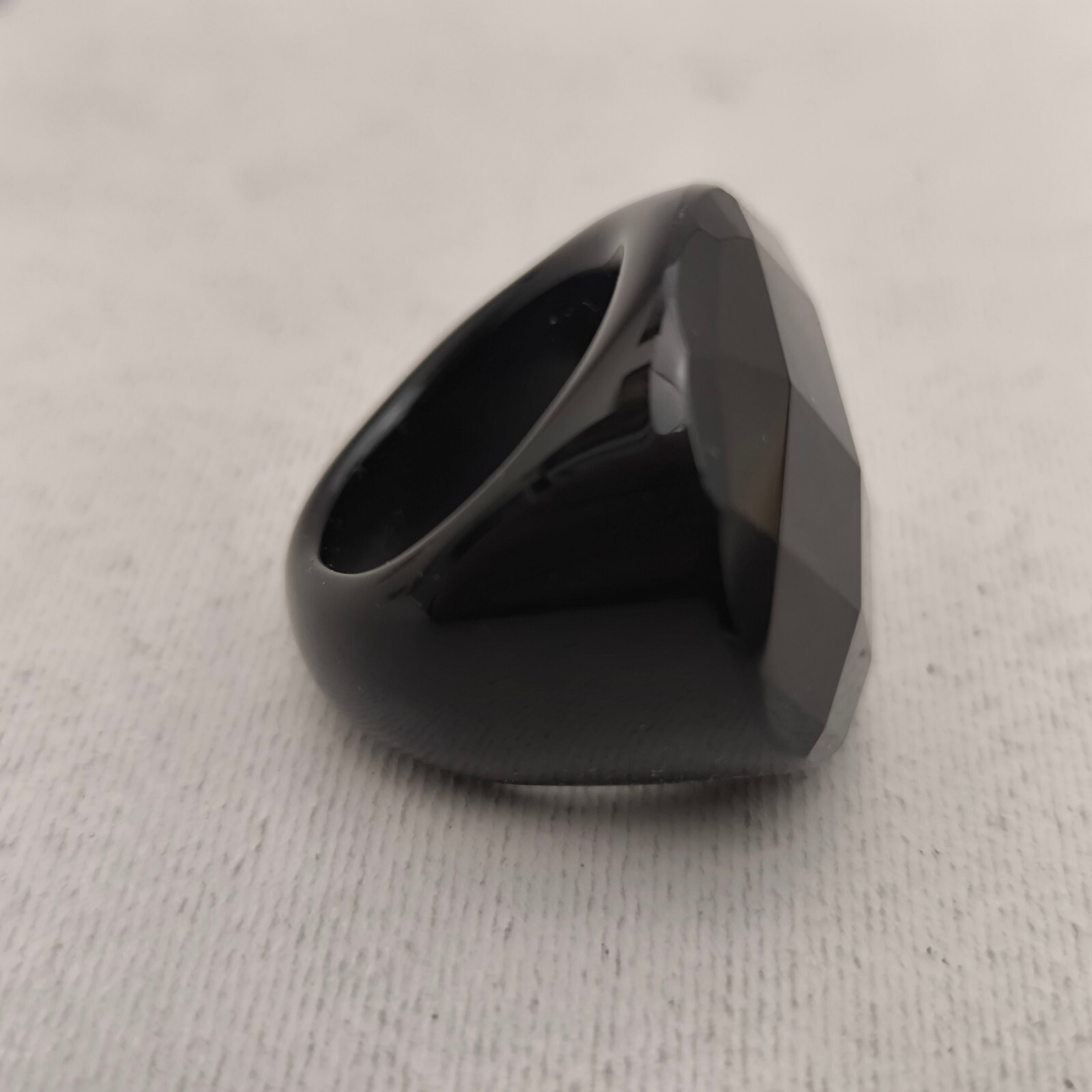 BIG HEAD-RING ONYX  RECTANGULAR FACETED VINTAGE E… - image 5